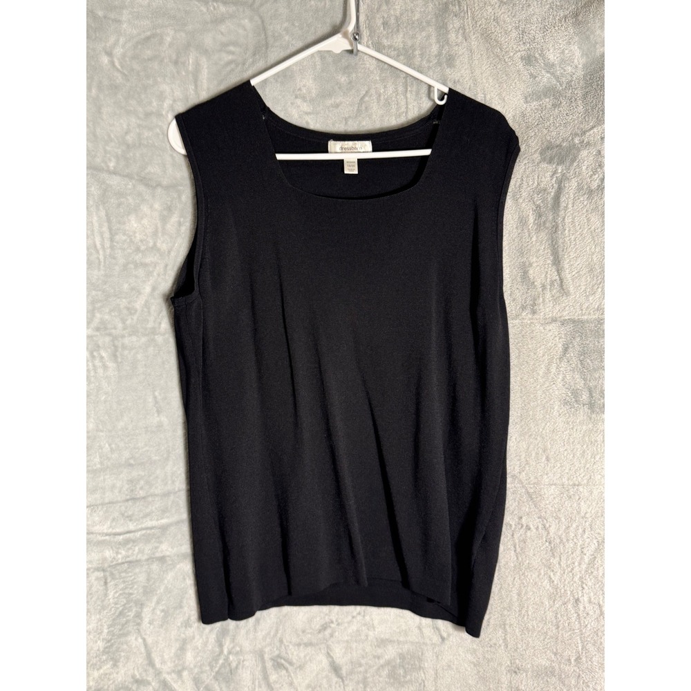 Dressbarn Woman Black Sleeveless Knit‎ Shell Top Scoop Neck Plus Size 18/20